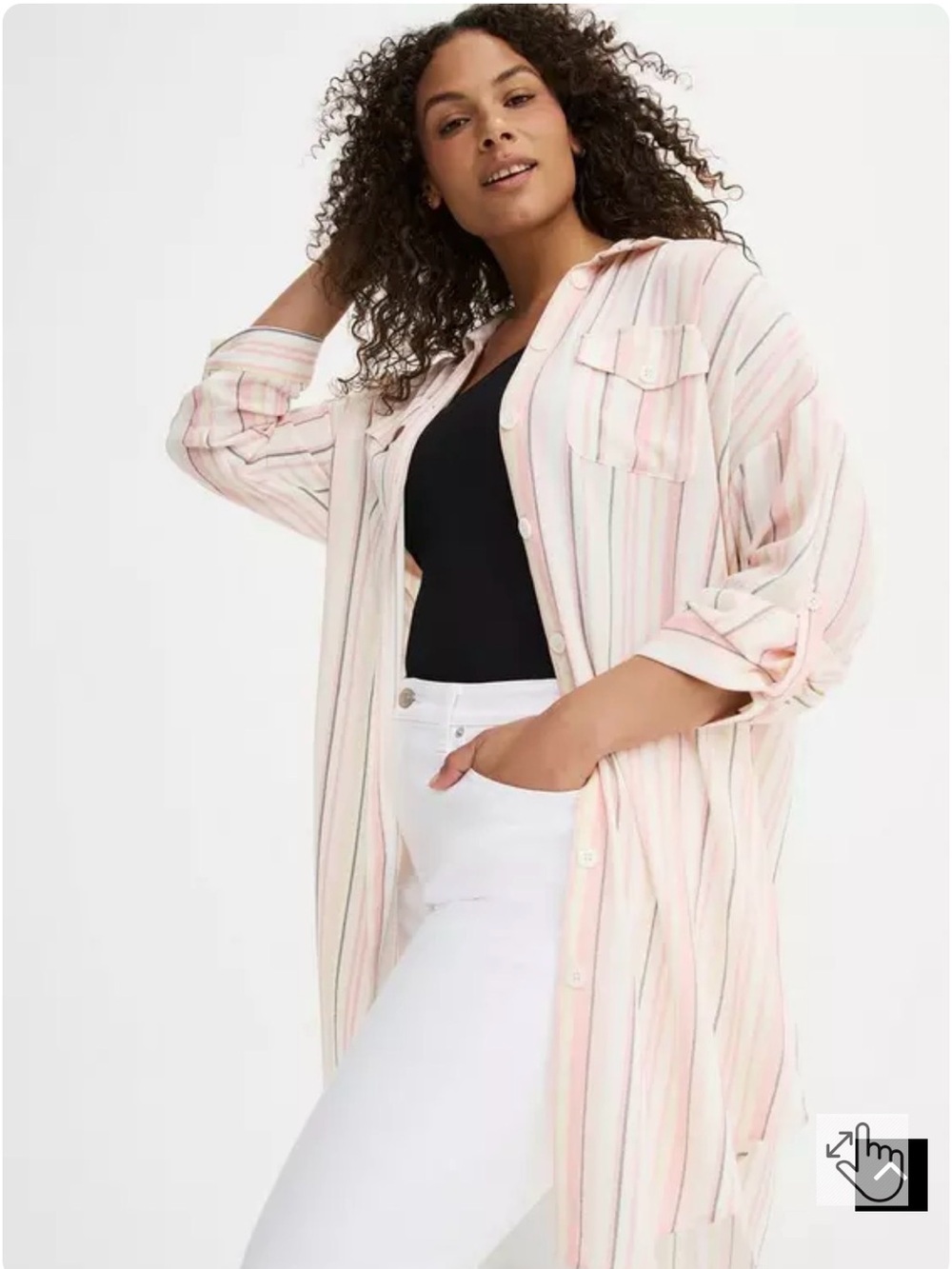 torrid Pink Cream Striped Midi Shirt Dress